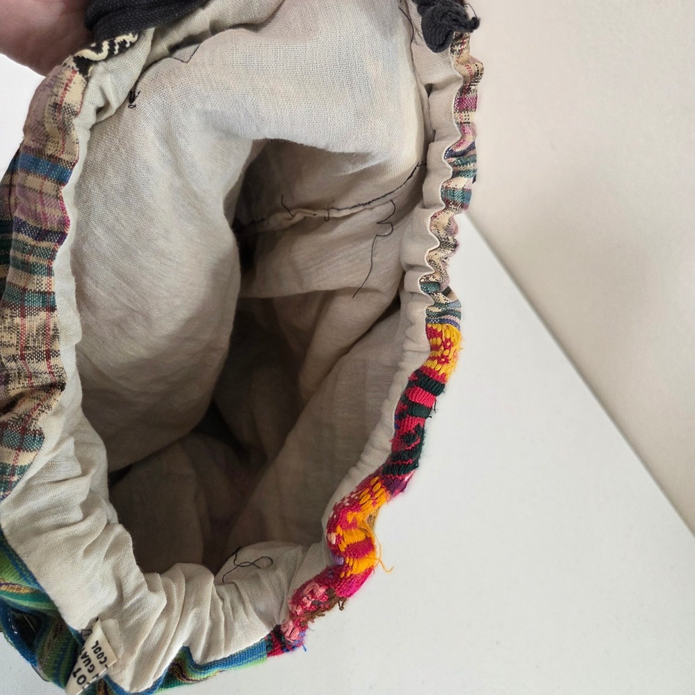 Vintage Guatemala Patchwork Drawstring Backpack B… - image 3